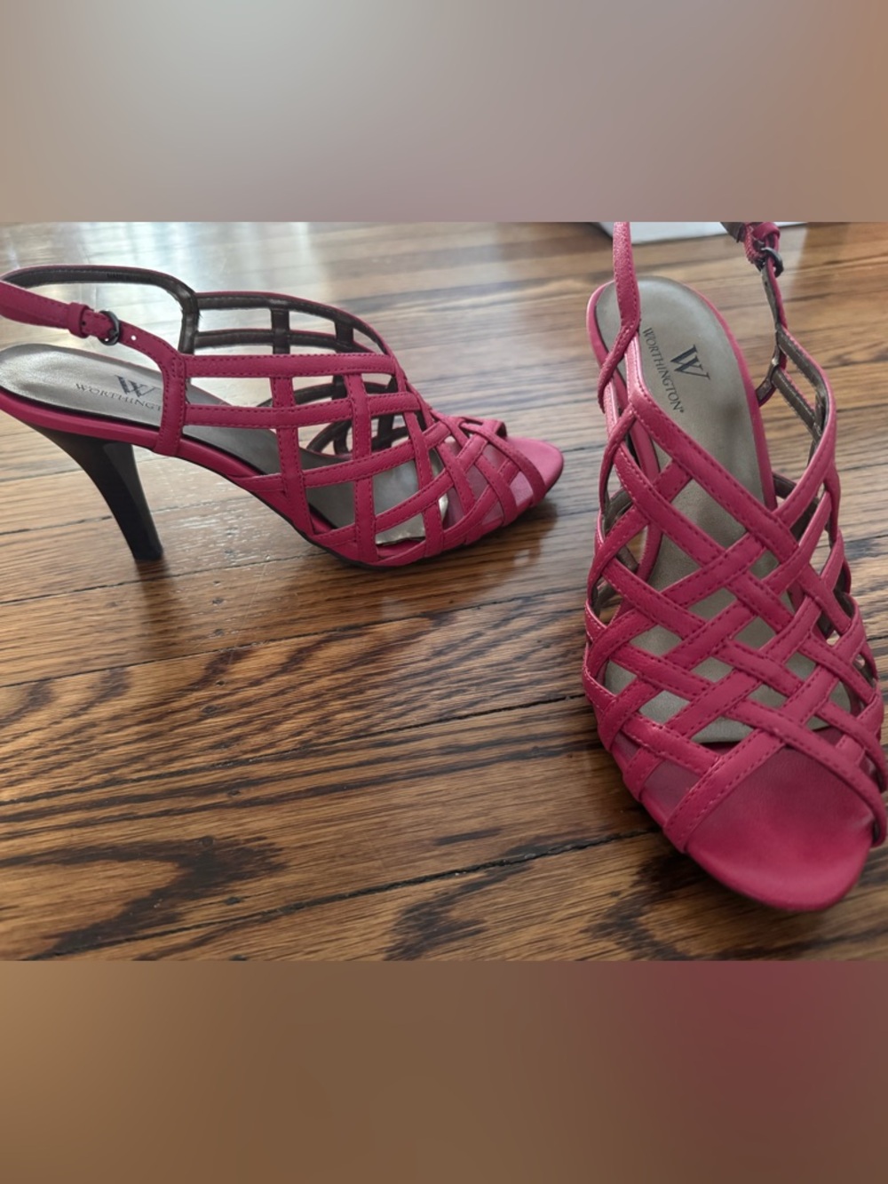 Worthington Fuchsia Cage-Strap Heels